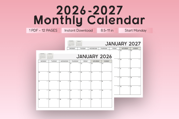 Download 2026–2027 Monthly Planner Landscape (MS) - Premium Resources