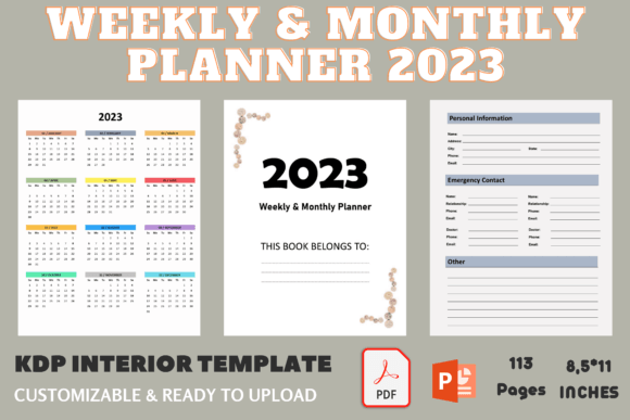 Download 2023 Weekly/Monthly Planner and Calendar - Monthly planner Collection