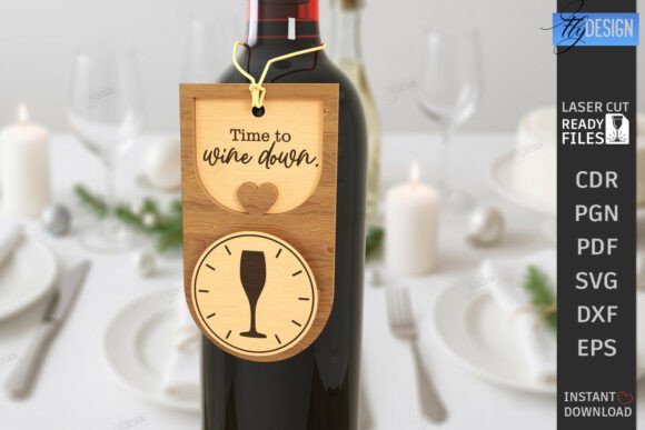 Download Wine Bottle Tag Laser Cut | Gift Idea - Premium Bundle