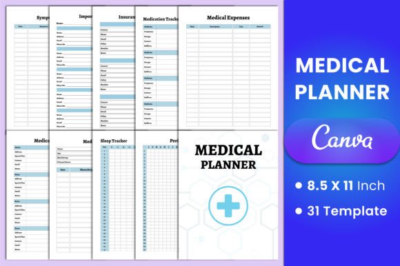 Download Editable Medical Planner Canva Template - Medical planner Collection
