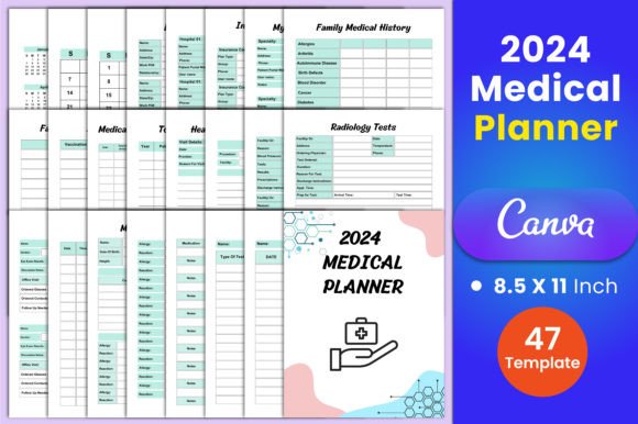 Download 2024 Medical Planner Canva Interior - Medical planner Collection