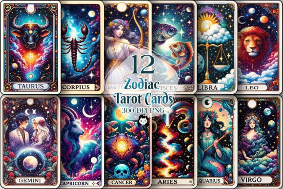 Download Zodiac Sign Tarot Cards Sublimation - Tarot Collection