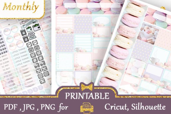 Download Monthly Planner Stickers Macaroons Cake - Monthly planner Collection
