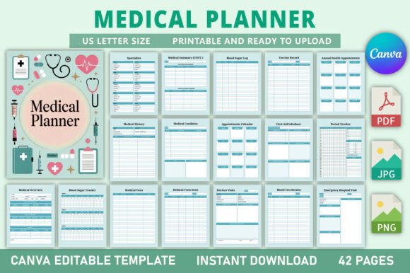 Download Editable Medical Planner KDP Interior - Medical planner Collection